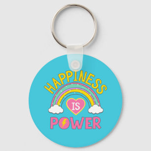 Happiness is Power Rainbow Keychain
