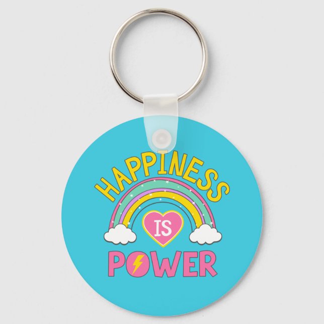 Happiness is Power Rainbow Keychain (Front)