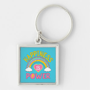 Happiness is Power Rainbow Keychain