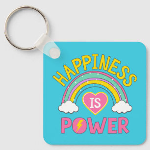 Happiness is Power Rainbow Keychain