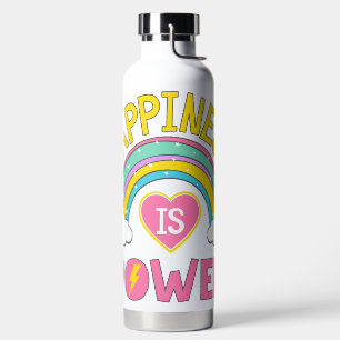 Happiness is Power Rainbow Water Bottle