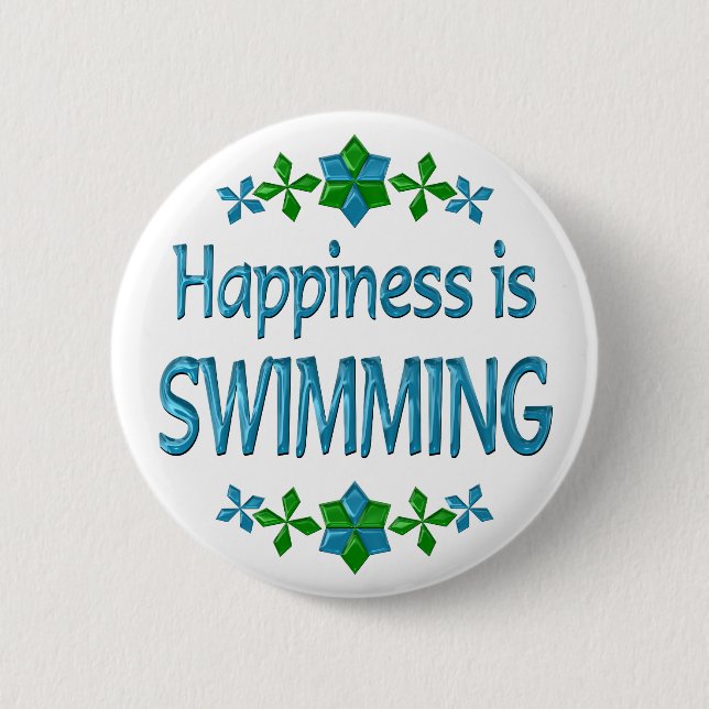 Happiness is Swimming 2 Inch Round Button (Front)