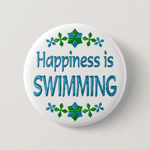 Happiness is Swimming 2 Inch Round Button