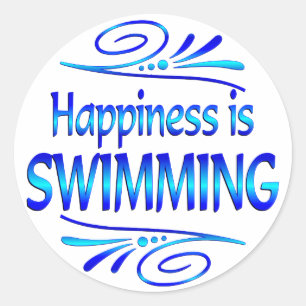 Happiness is SWIMMING Classic Round Sticker