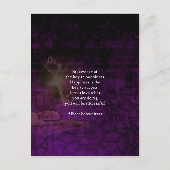 Happiness Is The Key To Success Uplifting Quote Postcard (Front)