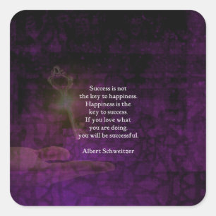Happiness Is The Key To Success Uplifting Quote Square Sticker
