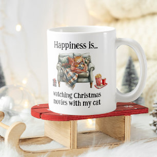 Happiness is watching Christmas movies with my cat Coffee Mug