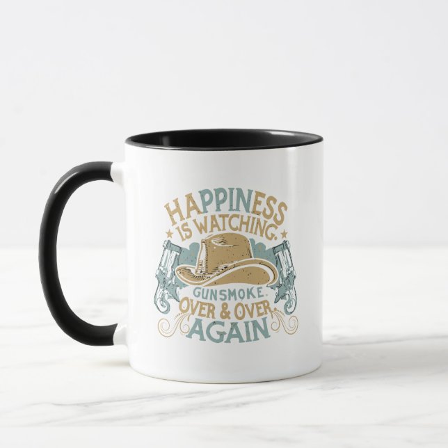 Happiness Is Watching Gunsmoke Funny Cowboy Hat Mug (Left)