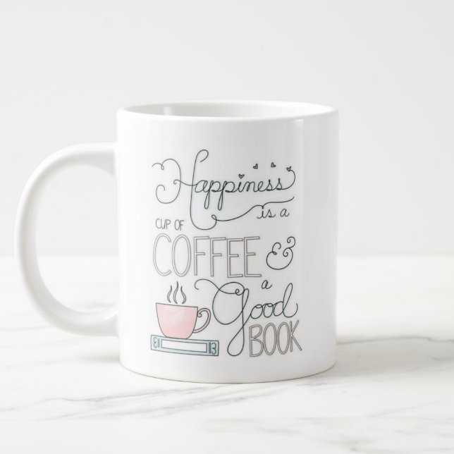 "Happiness Is..." - White Jumbo Mug (Left)