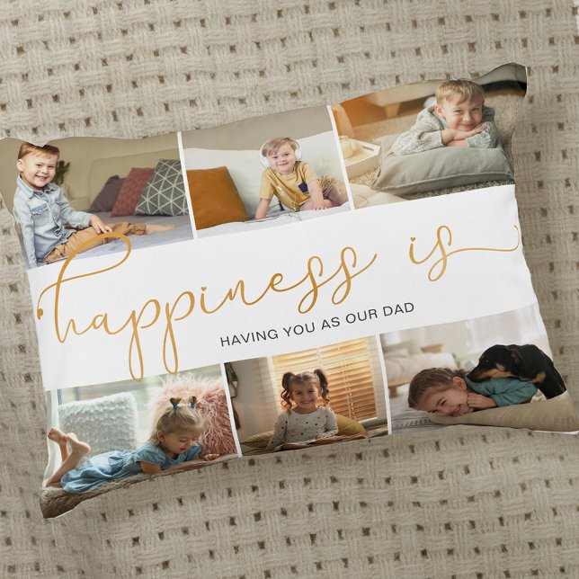 Happiness is you as Dad Modern 6 Photo Collage Accent Pillow (Creator Uploaded)