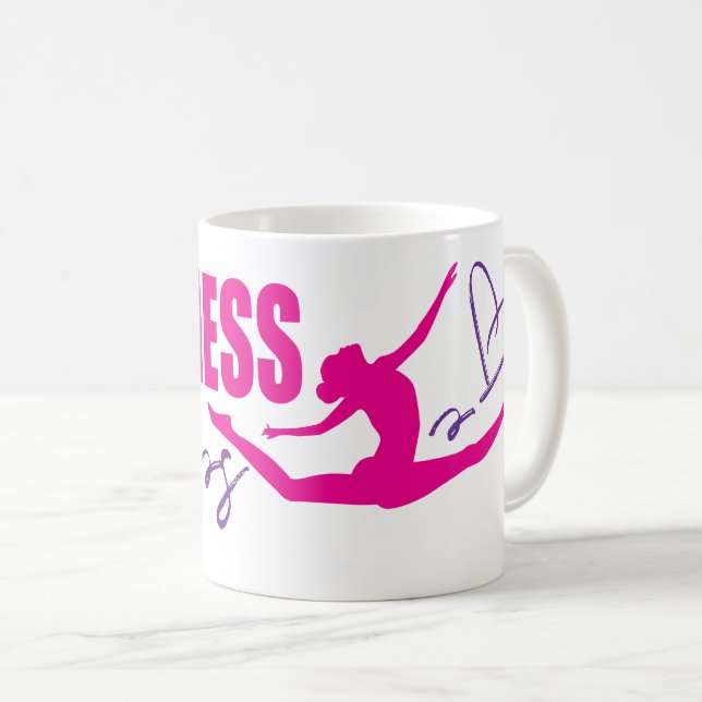 Happiness leaps heart leapping girl pink purple coffee mug (Front Right)