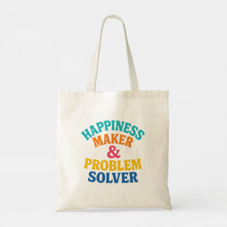 Happiness Maker & Problem Solver – Retro 60s Colou Tote Bag