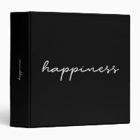 Happiness minimalist black 3 rings binder