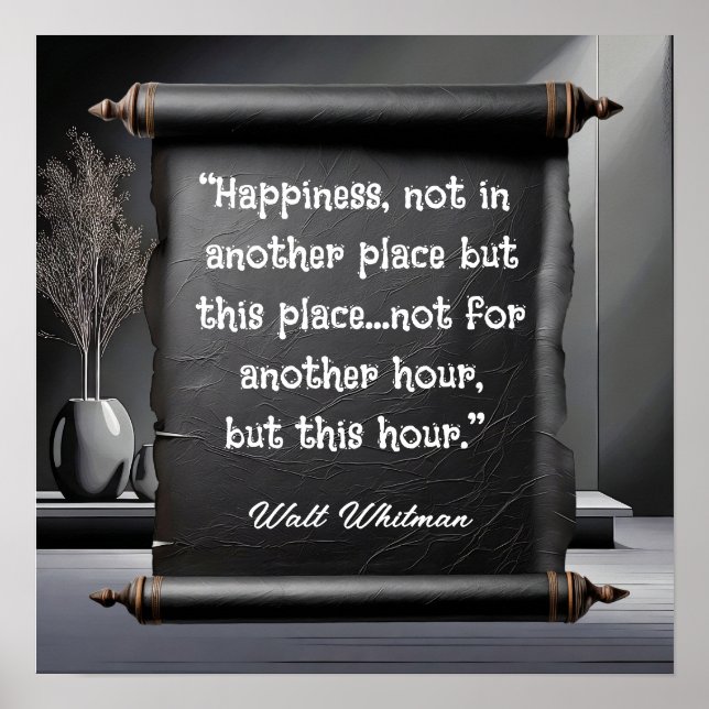 “Happiness, not in another place- Walt Whitman Poster (Front)