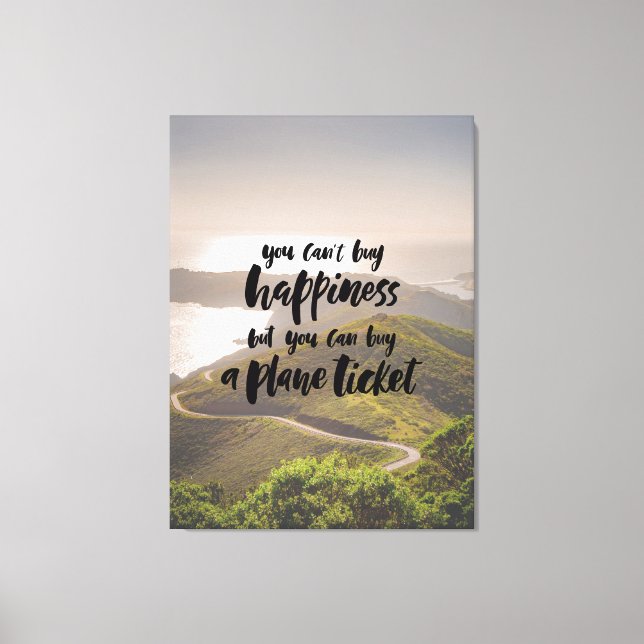Happiness Plane Ticket Canvas Print (Front)