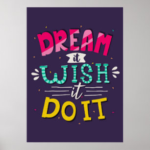Happiness Quote Dream It Wish It Poster