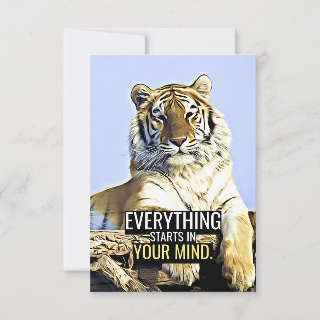 Happiness Quote Everything Starts In Your Mind Thank You Card (Front)