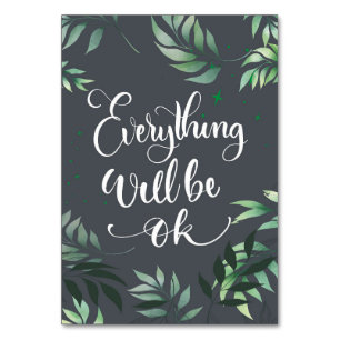 Happiness Quote Everything Will Be Ok Table Number