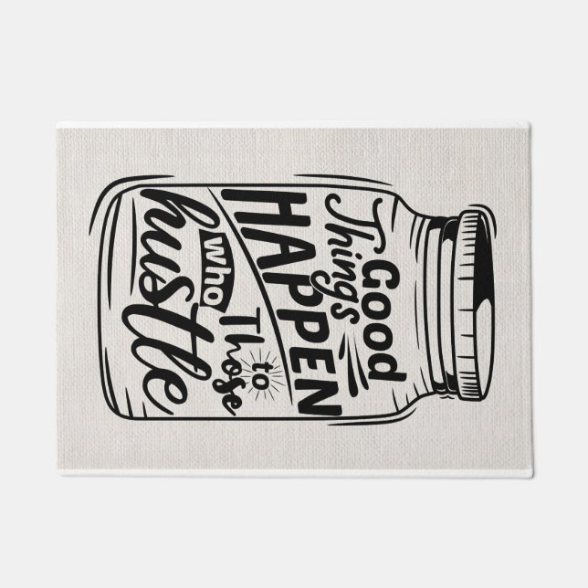 Happiness Quote Good Things Happen Doormat (Front)