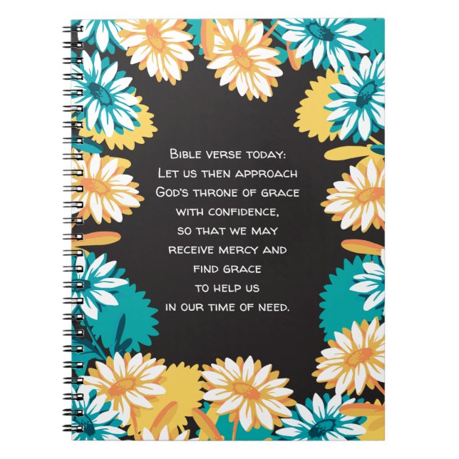 Happiness Quotes with Daisy Flower Pattern Notebook (Front)