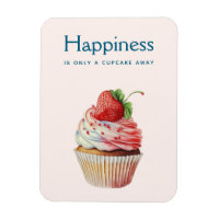 Happiness Saying Strawberry Cupcake Sweet Dessert