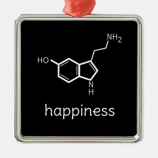 happiness serotonin molecules metal ornament (Front)