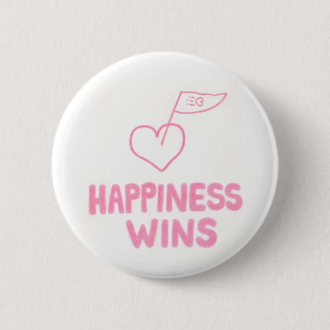 Happiness Wins 2 Inch Round Button (Front)