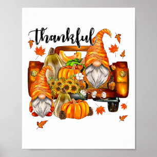 Happpy Thanksgiving Day Autumn Fall Maple Leaves T Poster