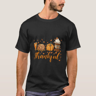 Happpy Thanksgiving Day Turkey Latte Pumpkin Pies T-Shirt