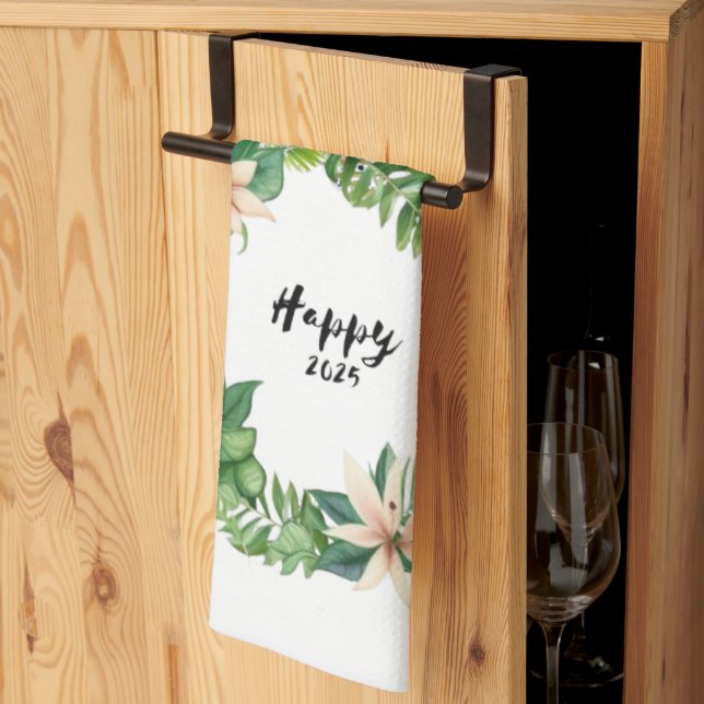 Happy2025Wreath Kitchen Towels (Thirds Fold)