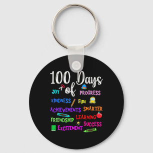 Happy 100 Day Of School Teacher Kid Boy Girl Kinde Keychain