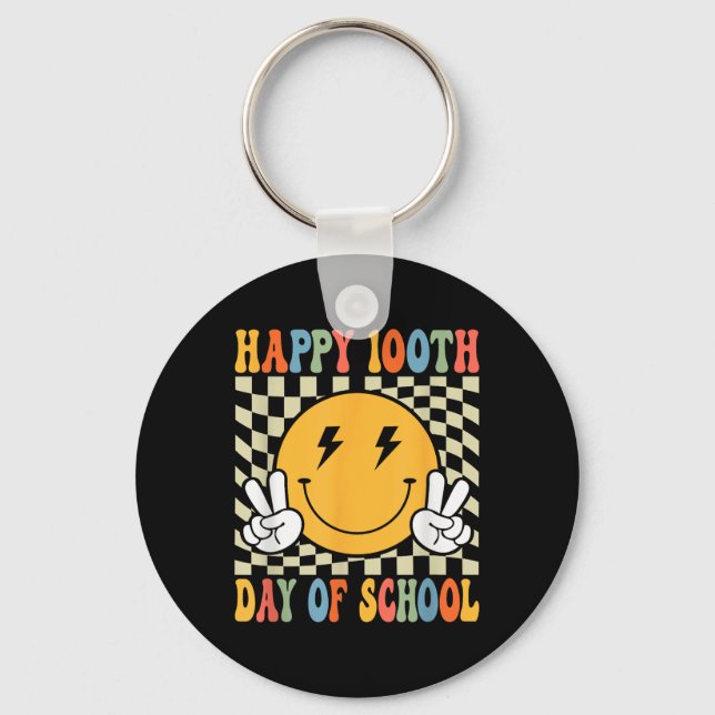 Happy 100 Days 100th Day Of School Teacher Kid Boy Keychain (Front)