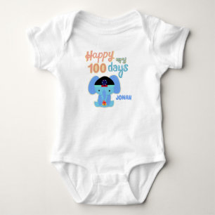 Happy 100 Days Baek-il Baby Elephant Personalized Bodysuit