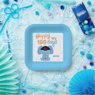 Happy 100 Days Baek-il  Elephant Personalized Paper Plate