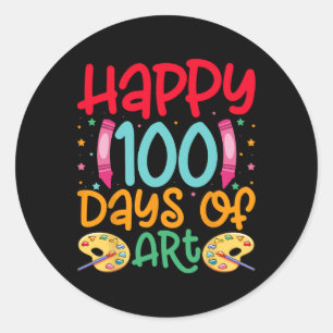 Happy 100 Days Of Art School Teachers Girls Boys G Classic Round Sticker