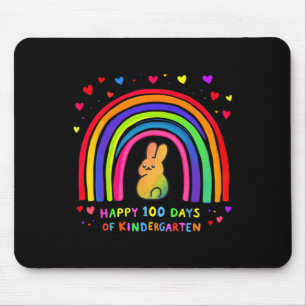Happy 100 Days Of Kindergarten Rainbow Bunny Cute Mouse Pad