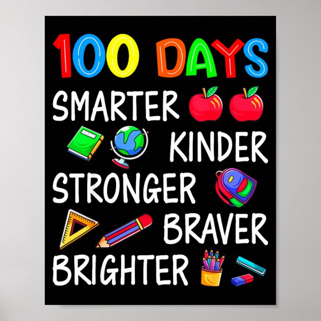 Happy 100 Days Of School 100th Day Of School Kids  Poster (Front)