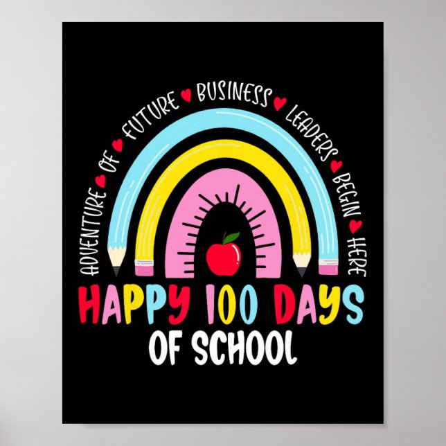 Happy 100 Days Of School 100th Day Of School  Poster (Front)