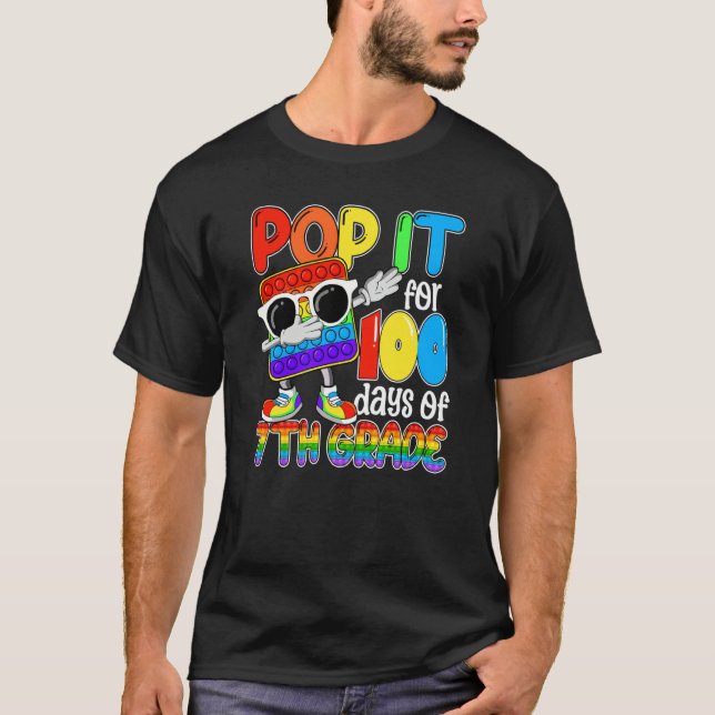 Happy 100 Days Of School 7th Grade 100th Pop it Bo T-Shirt (Front)