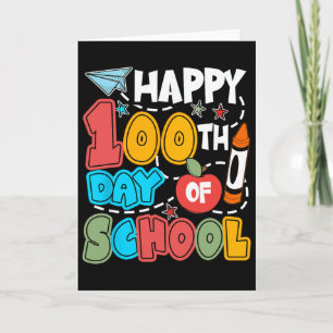 Happy 100 Days Of School Apple Teacher Student Fun Card