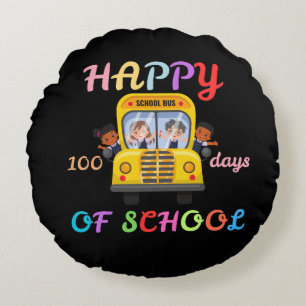 HAPPY 100 DAYS OF SCHOOL, BACK TO SCHOOL ROUND PILLOW