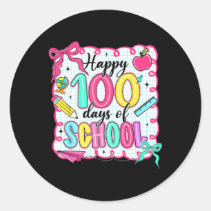 Happy 100 Days Of School Cute School Teacher Kids Classic Round Sticker