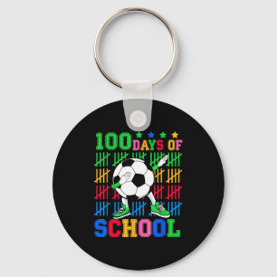 Happy 100 Days Of School Dabbing Soccer Ball Kids Keychain