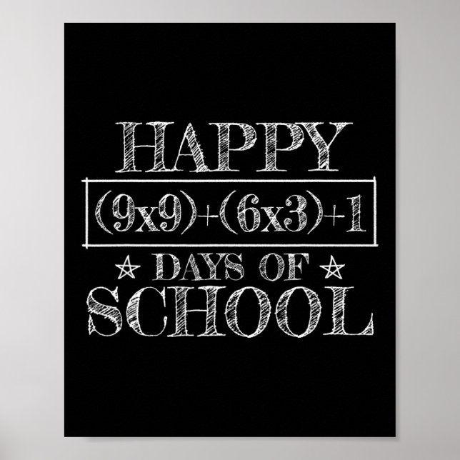Happy 100 Days Of School Funny Math Equation Teach Poster (Front)
