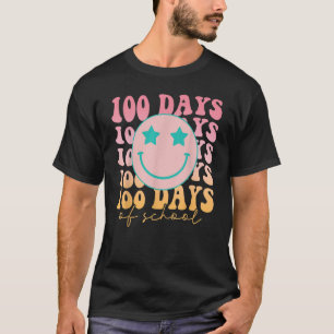 Happy 100 Days Of School Happy Smiling Face Retro  T-Shirt