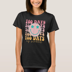 Happy 100 Days Of School Happy Smiling Face Retro  T-Shirt