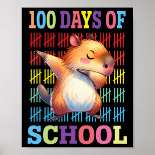 Happy 100 Days Of School Kids Dabbing Guinea Pig L Poster