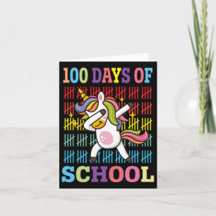 Happy 100 Days Of School Kids Dabbing Unicorn Love Card