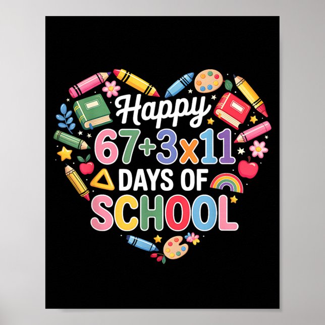 Happy 100 Days Of School Math Equation 100th Day T Poster (Front)