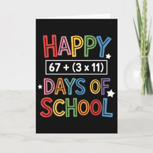 Happy 100 Days Of School Math Equation Teacher Kid Card